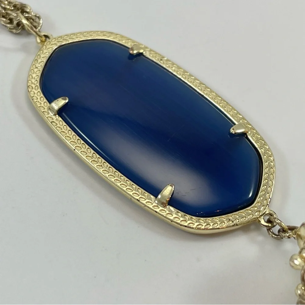 Vintage signed KENDRA SCOT Gold TONE Rope Chain Glass Tassel Pendant Necklace